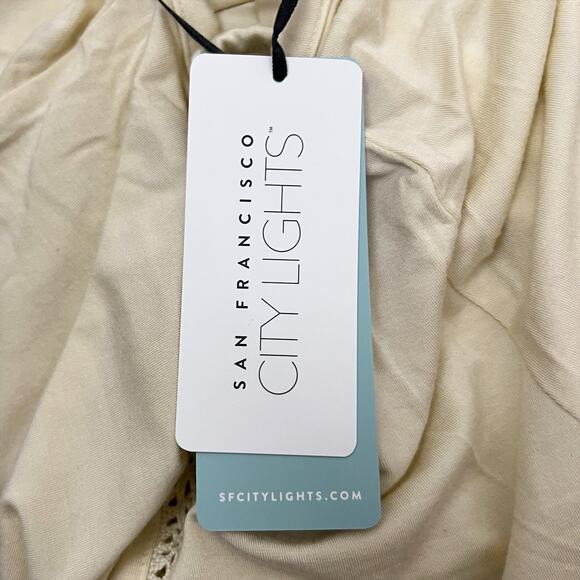 San Francisco City Lights Gypsy Girl Lace Cami Tank Top Cream/Tan Size Large NEW - Picture 6 of 7